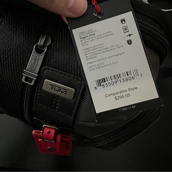 Tumi Gray, Black, and Red Higgins Ballistic Nylon Sling Bag - Picture 5 of 11